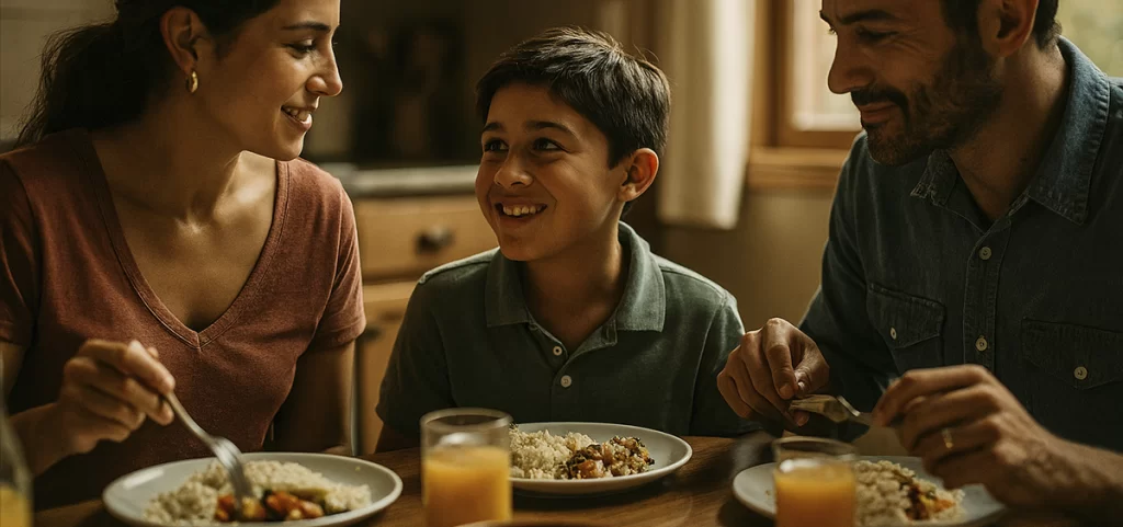 Domingo, mesa, comida y familia.