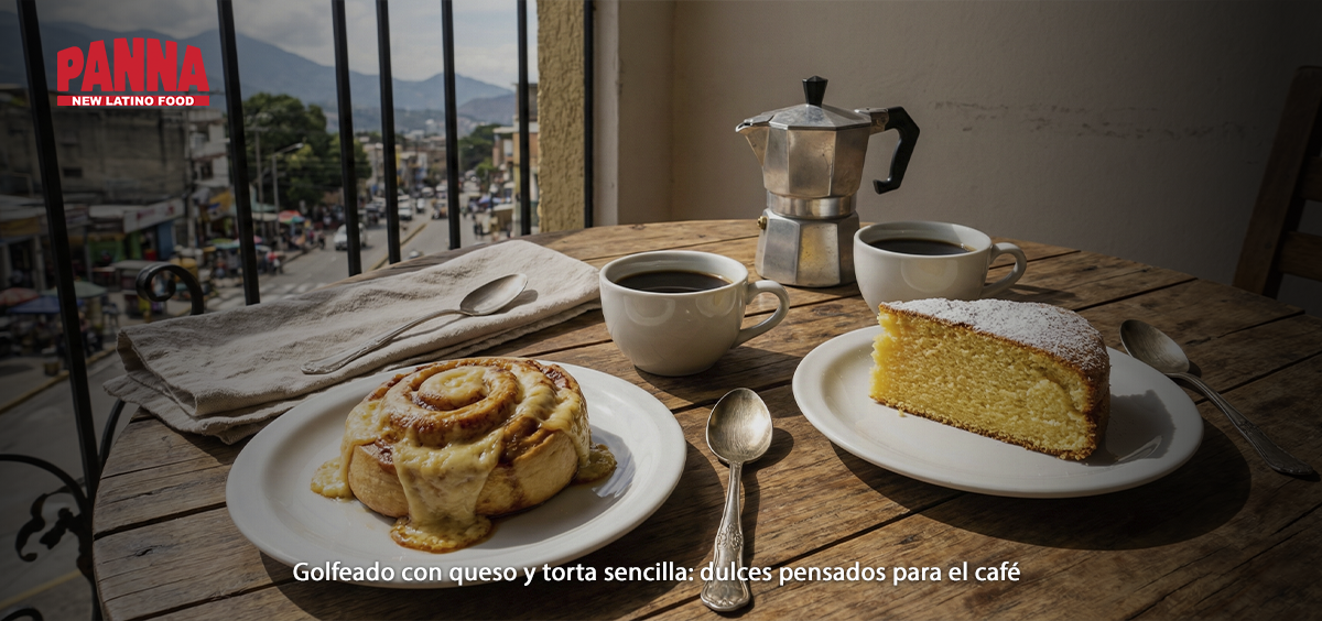 Golfeado con queso y torta sencilla dulces pensados para el café