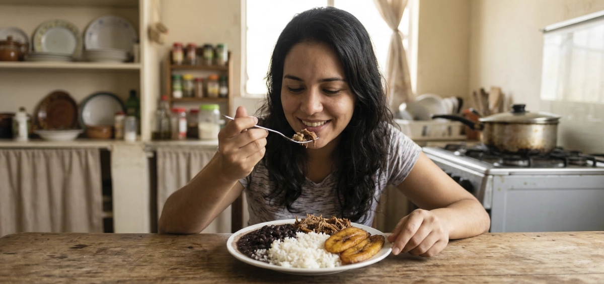 Everyday Venezuelan food how a complete plate is built